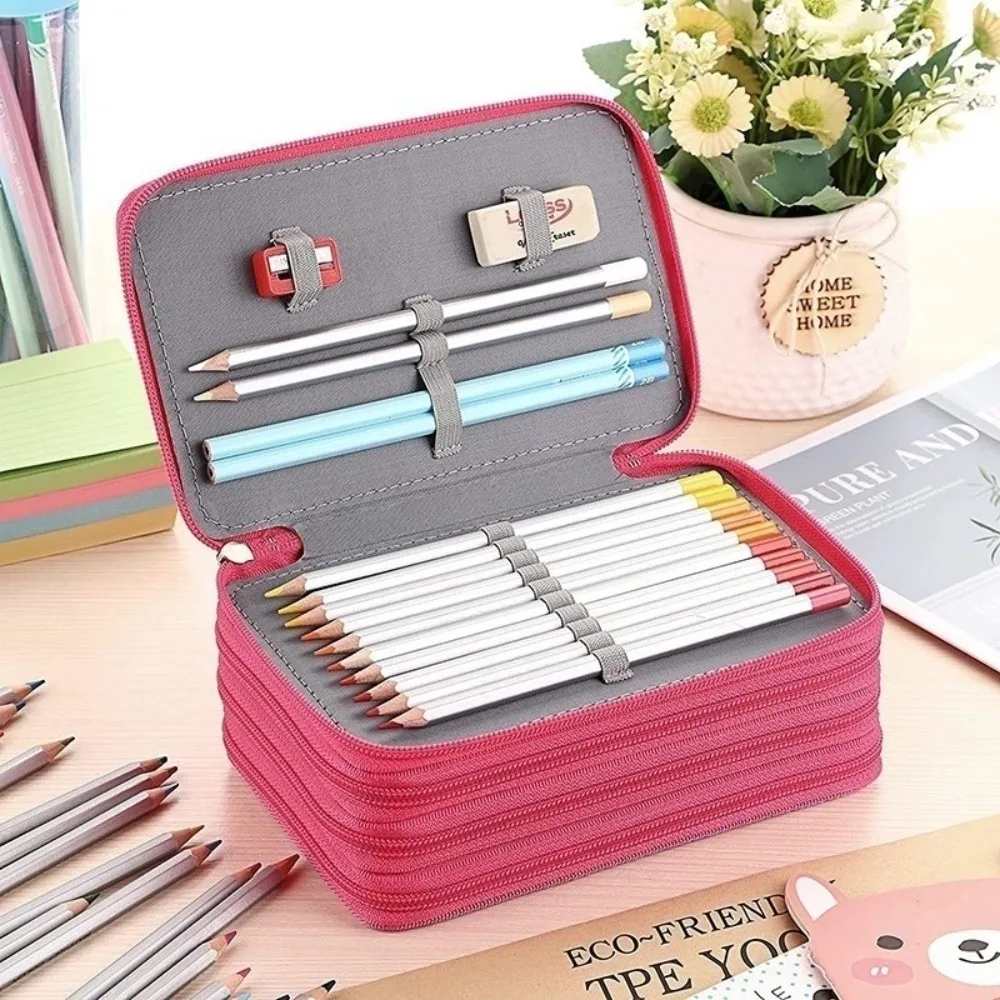 

4-Layer Large Capacity Pencil Case, Sturdy Zipper Closure Holds Up To 72 Pens Design, For School Office Stationery Storage Use