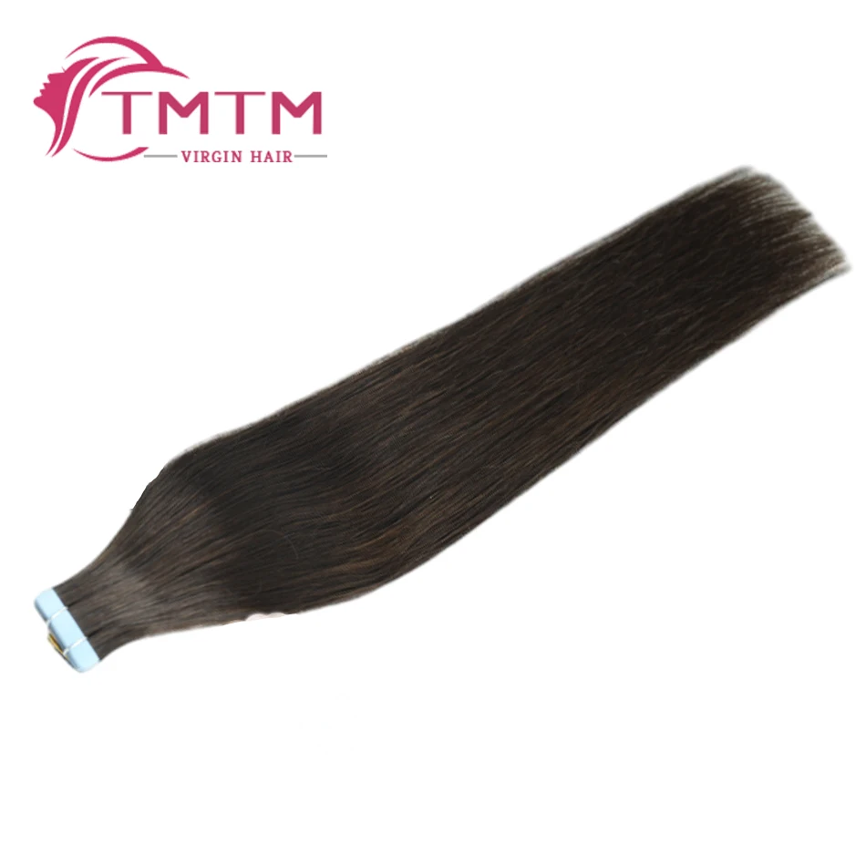 Extensiones de cabello humano Remy brasileño, cinta recta, Invisible, trama de piel sin costuras, 20 unids/lote por paquete