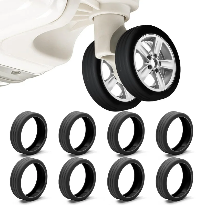 8PCS Luggage Wheels Protector Silicone Wheels Caster Shoes Travel Luggage Suitcase Reduce Noise Wheels Guard Cover Accessories