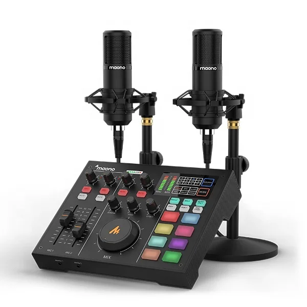 

AM100 K3 Sound Card Studio Recording Music Studio Equipment with Condenser Podcast Microphone for Double Live