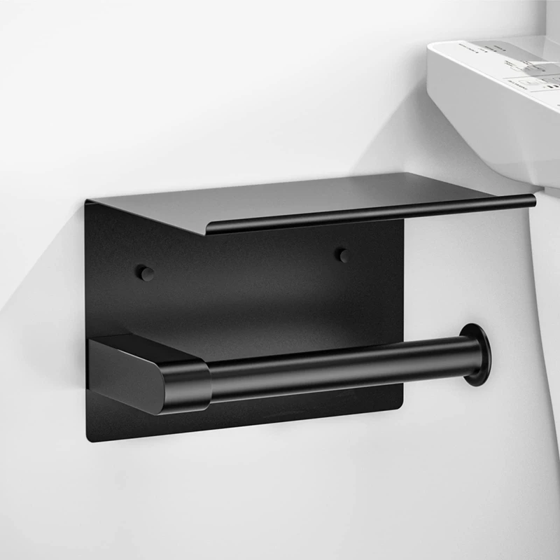 1 Piece Toilet Paper Roll Holder Paper Holder For Bathroom Matte Black Toilet Paper Holder Wall Mount