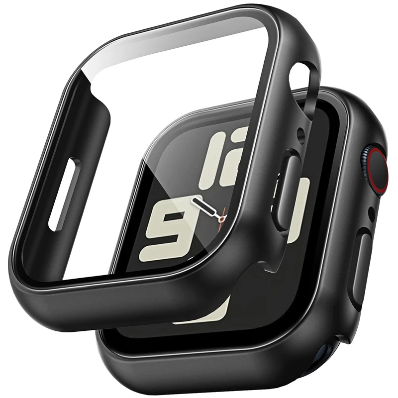 Vidro + capa para apple watch case ultra 9 8 7 6 se 5 acessórios protetor de tela iwatch série 44mm 40mm 41mm 45mm 49mm 42mm 38mm