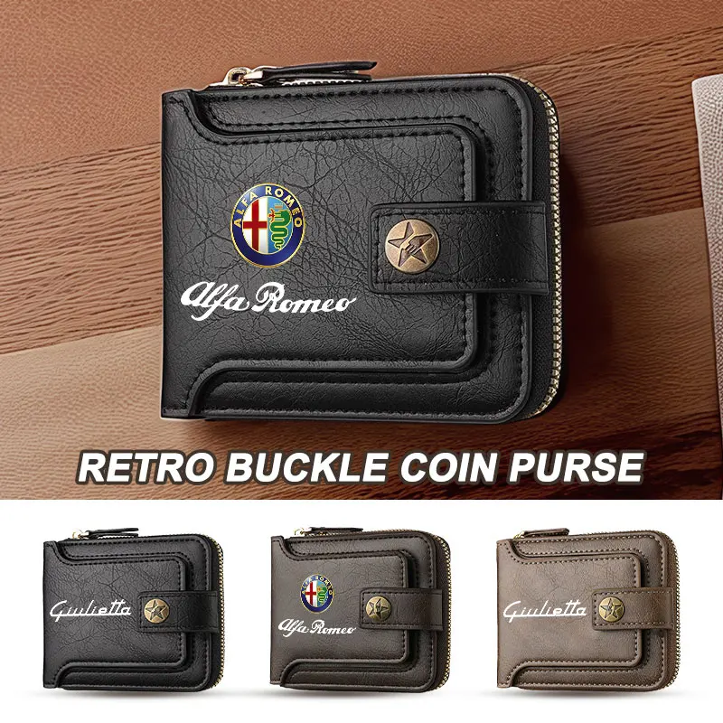 

2026 Горячая кожаная автомобильная мужская сумка для хранения монет Alfa Romeo, органайзер для кредитных карт, зажим для Alfa Romeo Giulia 147 Mito 156 159