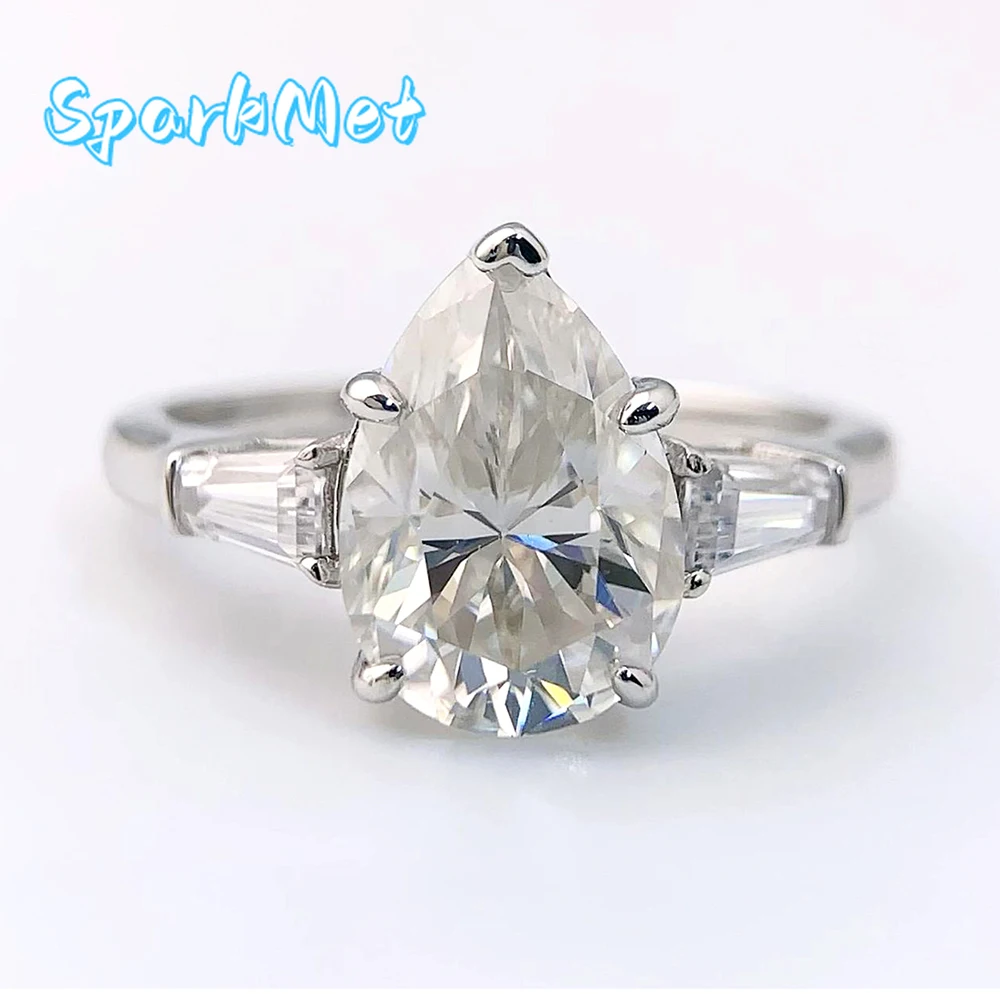 

SparkMet 4-каратное 8x12 мм кольцо с муассанитом и сертификатом супер вспышки кольца с бриллиантами женские ювелирные изделия в подарок 100% серебро S925
