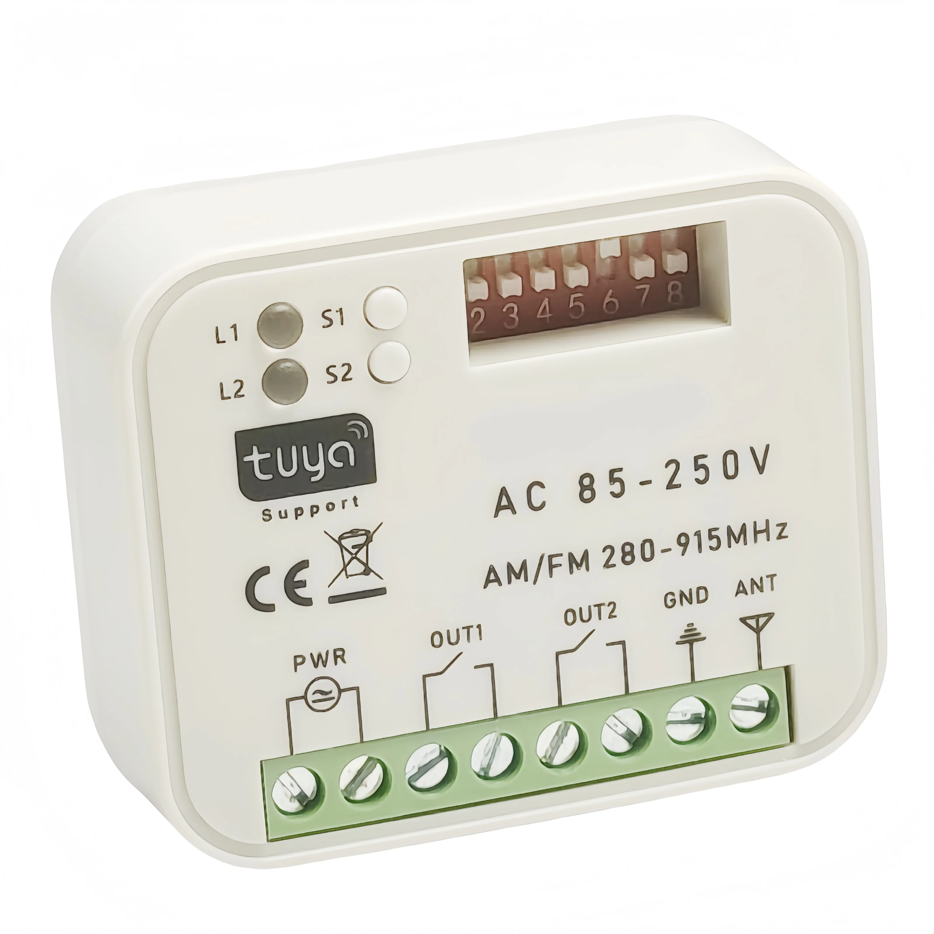 Tuya WiFi APP Garage Door Receiver 2 Channel Switch for Garage Door 433 868 MHz Transmitter Frequency 433-900MHz