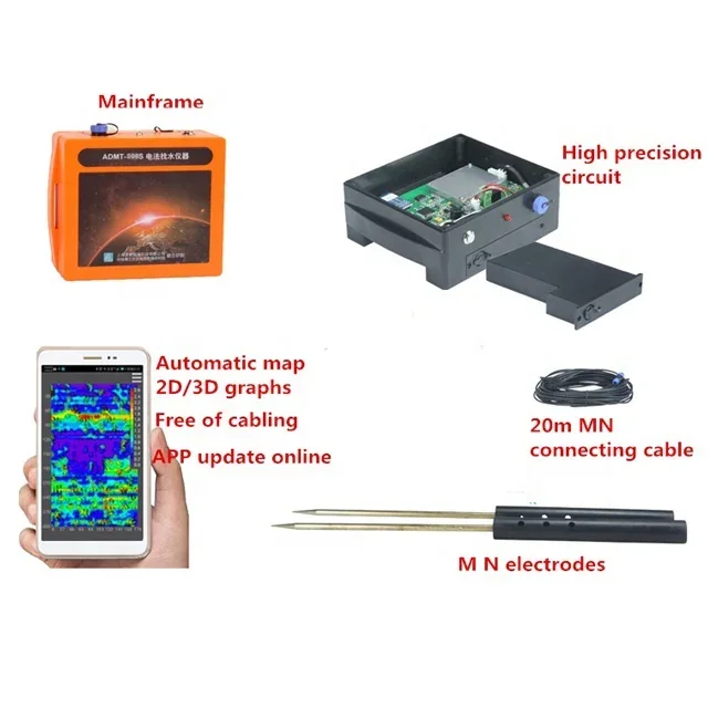 Detector de água subterrânea portátil elétrica, água Searching Machine, Novo, 200m profundo