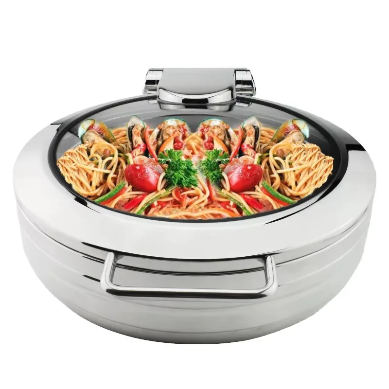 restaurant catering buffet stainless steel electric heating round hot pot hotel kitchen