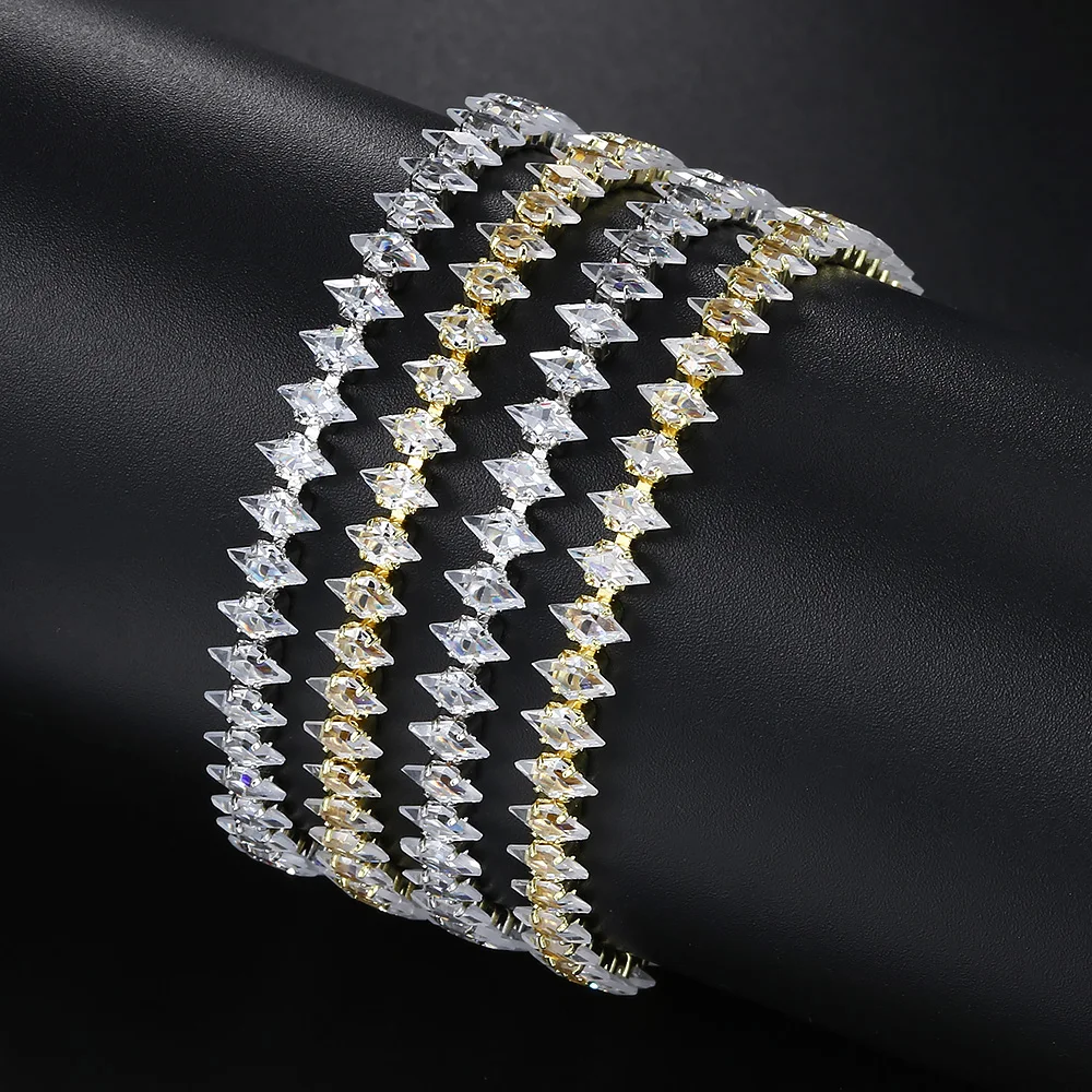 Silver Color Tennis Bracelet for Women Luxury Dainty Sparkling Cubic Zircon Stackable Chain Crystal Banquet Wedding Jewelry H085