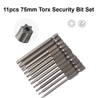 11PCS Torx Security Bit Set 75MM Long Hollow Head Hex Shank Magnetic Screwdriver Bits Hollow Torx Drill Bits Power Tool Set