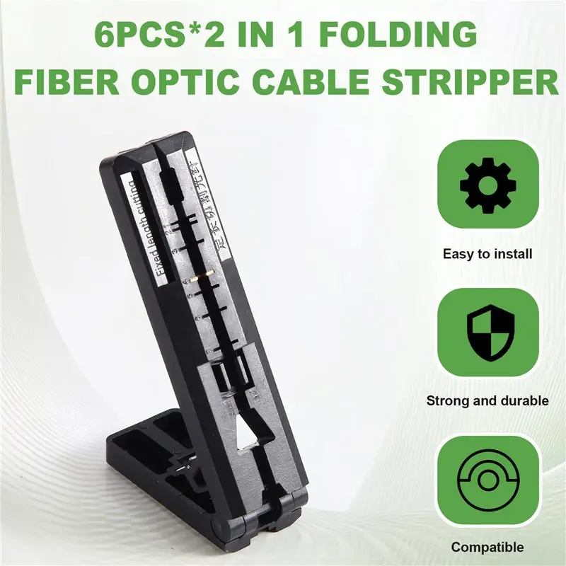 【HOT A69Z!】Cold Connection Tools 6Pcs Portable 2 In 1 Folding Fiber Optic Cable Stripper 2 In 1 Guide Rail Easy Operation