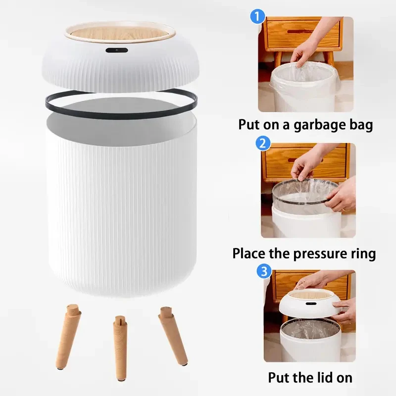 Motion Sensor Automatic Trash Can with Lid Small Plastic Smart Waste Bin for Bedroom Bathroom Kitchen Office Use image 5