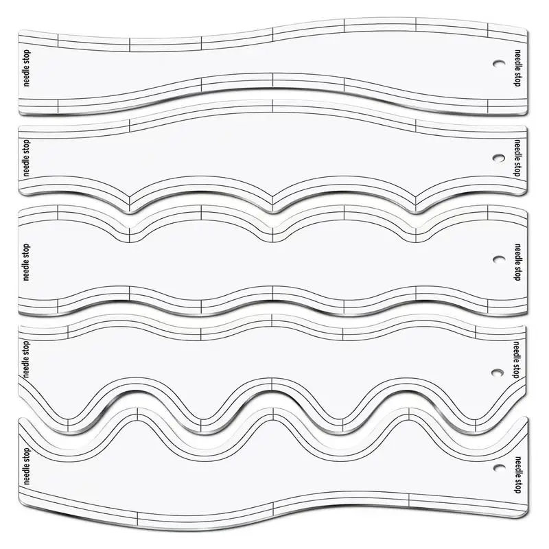 Wave Edge Ruler Precise Wave Edge Quilting Template 5PCS Beginners User-Friendly Sewing Templates Portable Quilting Ruler For