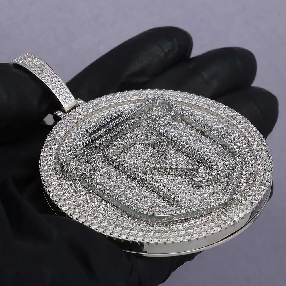 

Custom Full Iced Out 60mm Logo Pendant Personalized Custom logo Letter Charm for Man Women Jewelry
