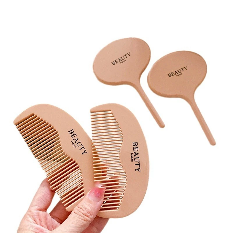 Beauty Cosmetic Mini Hand Held Mirror Comb Set Convenient Vintage Acetate Comb Makeup Mirror For Women Girls