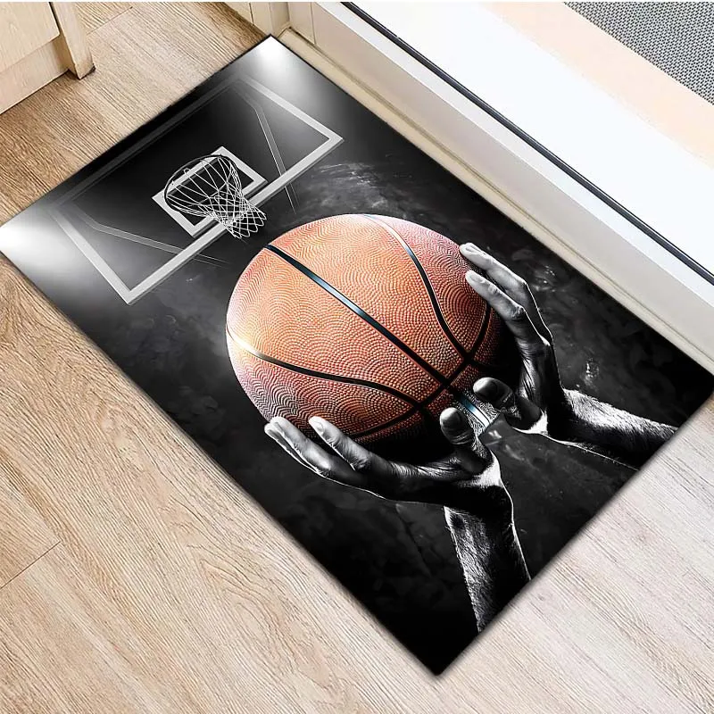 Basketball Player Doormat, Sports Theme Floor Rug, Non-Slip Welcome Mat for Entryway Home Decor Gift