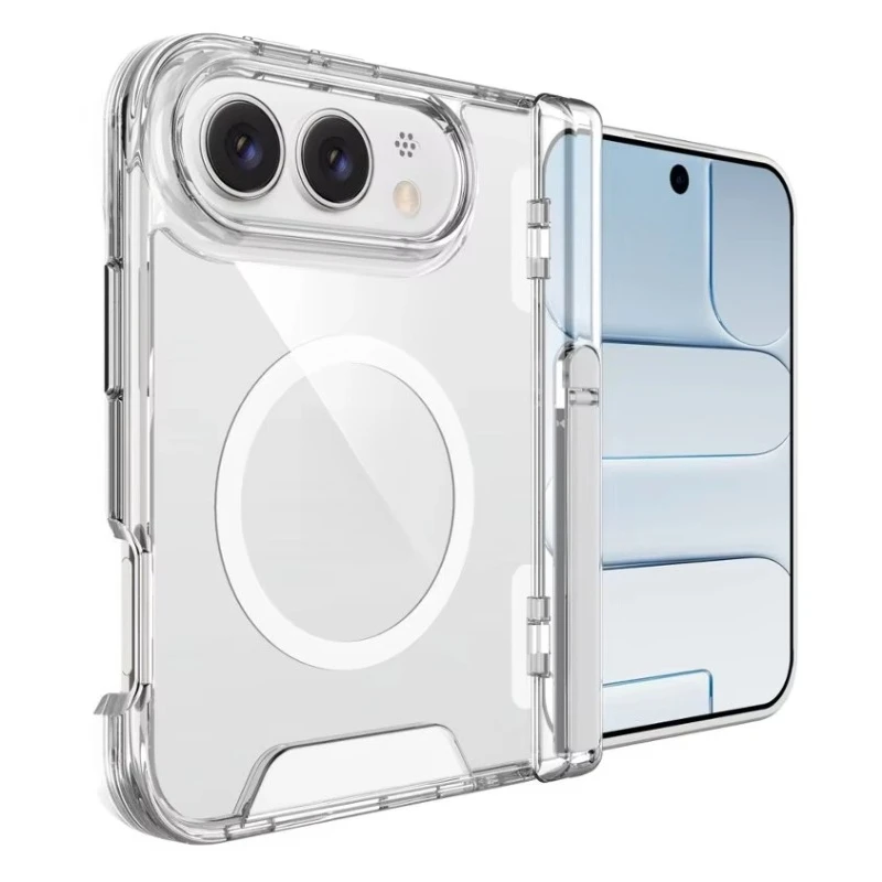 Funda Magnética Transparente e Invisible para Teléfono con Soporte para iPhone, Cargador Inalámbrico, Antigolpes, Protectora