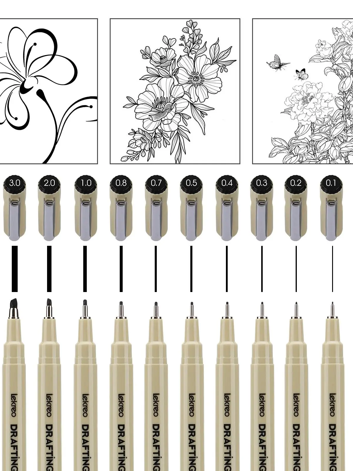 Lekreo 12-formaat micron Fineliner-pennen - Archival zwarte inktpen - pennen voor schrijven, tekenen of Bullet Journaling - afbeelding 2