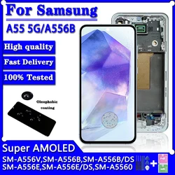 6.6'' Super AMOLED For Samsung A55 5G A556U A556B A5560 A556E LCD Display Touch Screen With Frame For Samsung A55 Display