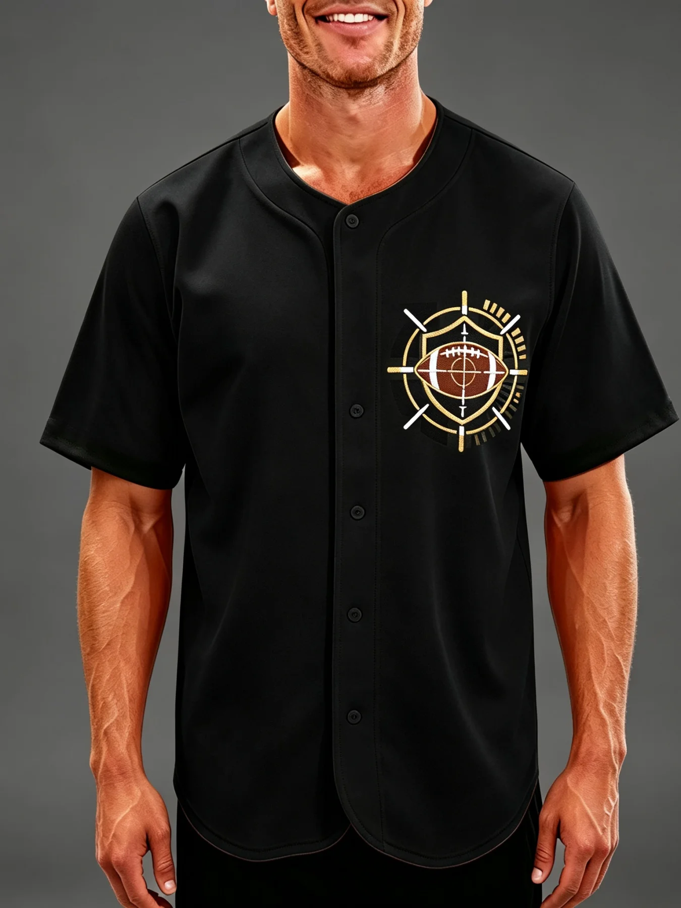 Men's Vintage Short-Sleeve Baseball Jersey Button-Down T-Shirt 'Play for the Game' Graphic Print Sports Uniform Shirt