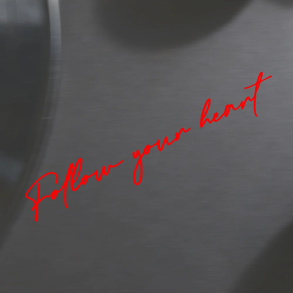 2Pcs Follow Your Heart Script Waterproof Stickers, Decals for Motorcycle Helmet Car Window Bike Decor
