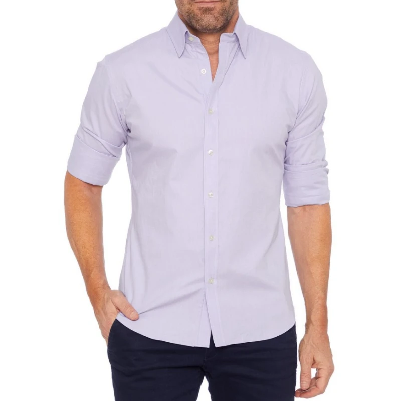 Camisa de negocios con cremallera para hombre, Camisa de algodón elástico de tela Oxford informal Universal para las cuatro estaciones, diseño