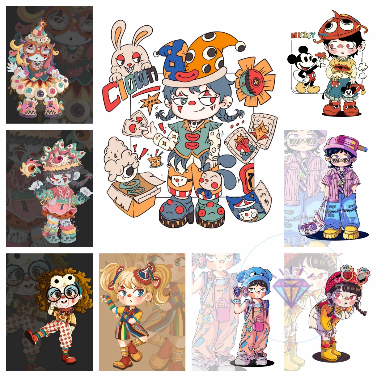 

Clown Cartoon AB Diamond Painting Kit Embroidery Color Oil Painting Hand Mosaic 5D Art home decor children's gift cross stitch