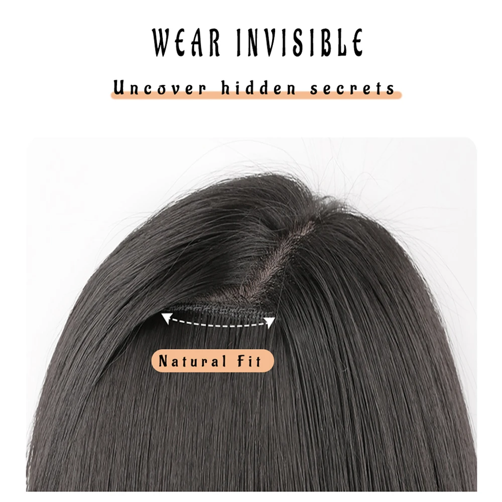 WEILAI-Extensión de pelo largo en forma de V para mujer, peluca sintética en capas, almohadilla de pelo esponjosa, parte superior, aumenta el