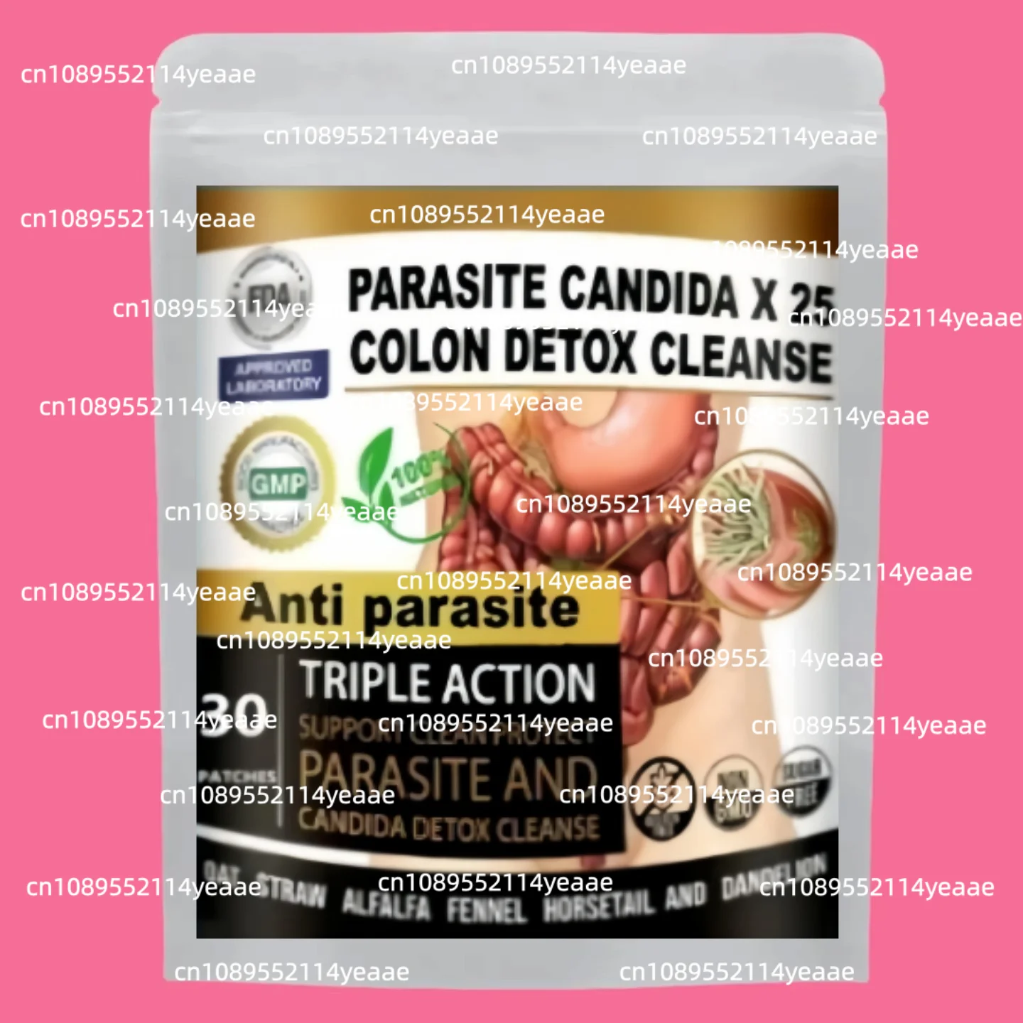 Remove Parasite ANTI PARASITE & CANDIDA DETOX Body Cleanse ULTRA FLASH COLON, 30 Patches, 1 Month Supply