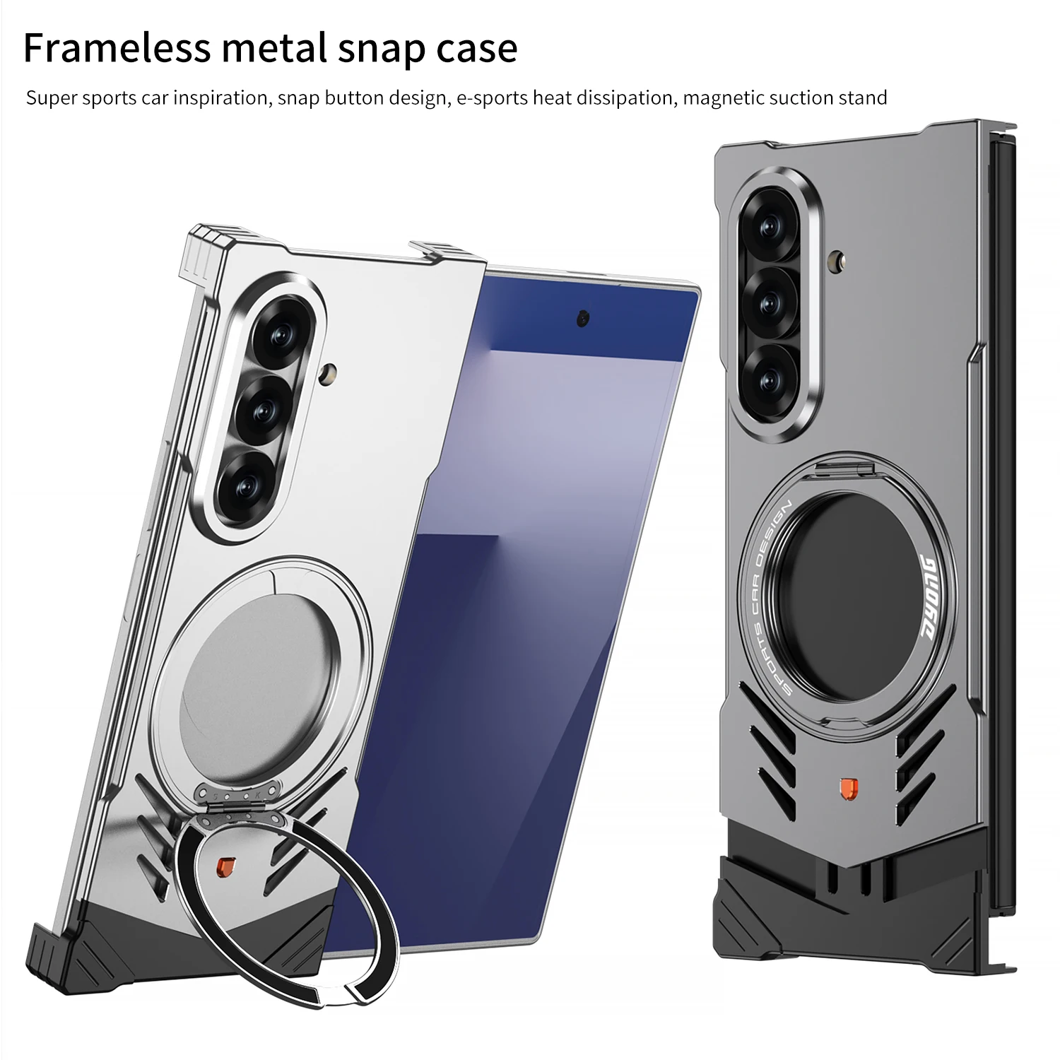 Aluminum Alloy Magnetic Elastic Snap Case For Galaxy Z Fold 7 Bezel-less Esports Cooling Case For Samsung Galaxy Z Fold 7 Fold7