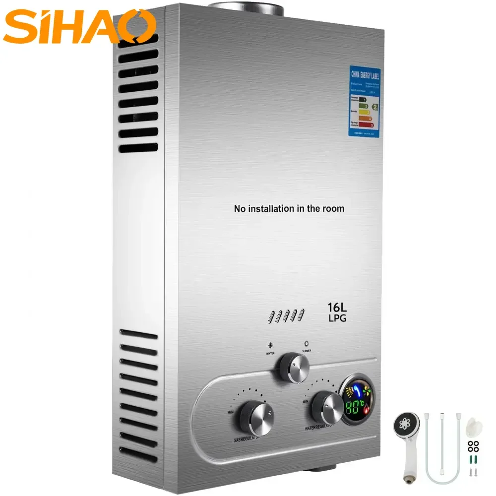 

SIHAO 6L 8L 10L 12L 16L 18L LPG Water Heater Gas Water Heater Tankless Stainless Steel Boiler Outdoor Camping Appliance