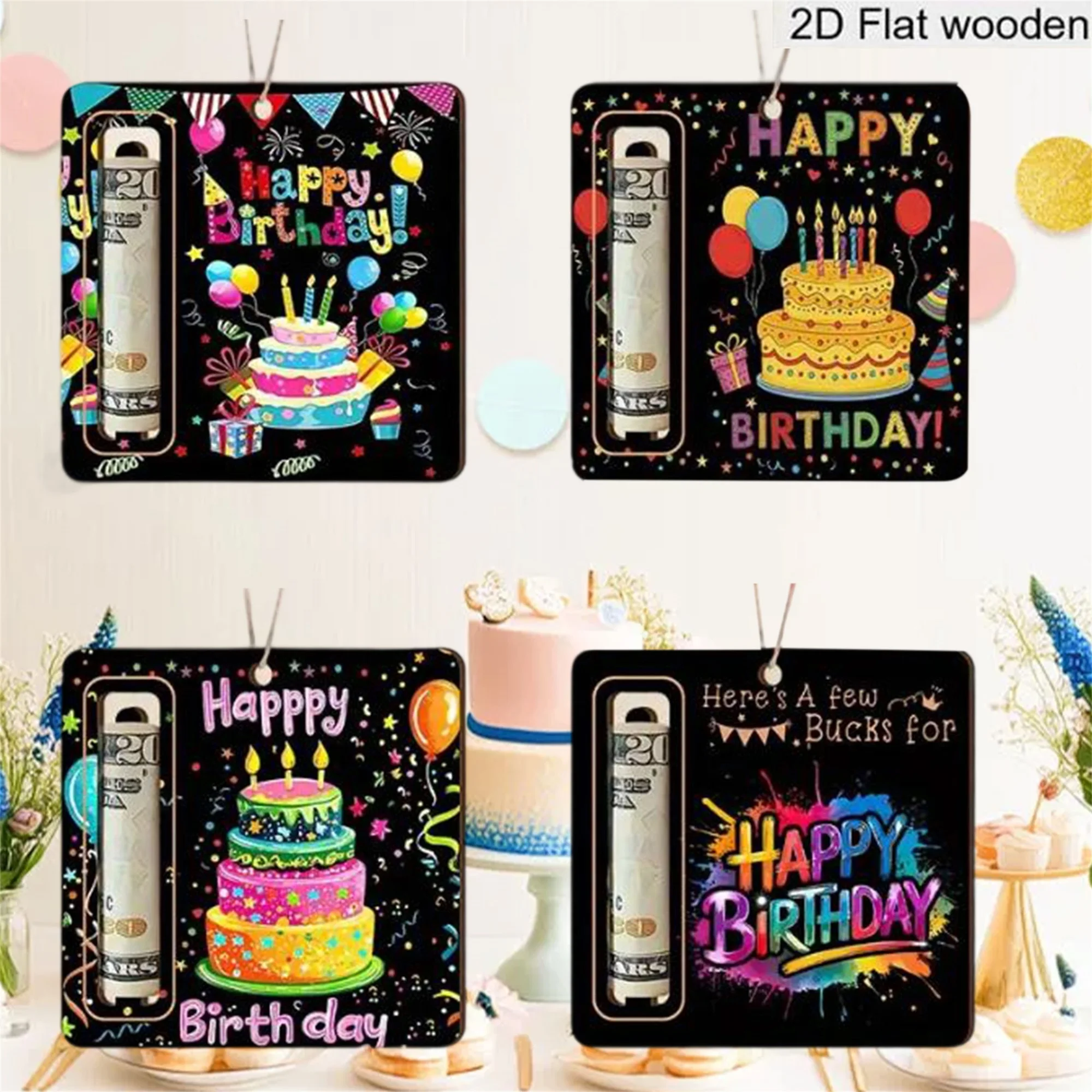 حامل نقود خشبي ريفي بتصميم كعكة عيد الميلاد ثلاثية الأبعاد - مثالي لديكور الحفلات وأفكار تقديم الهدايا العائلية