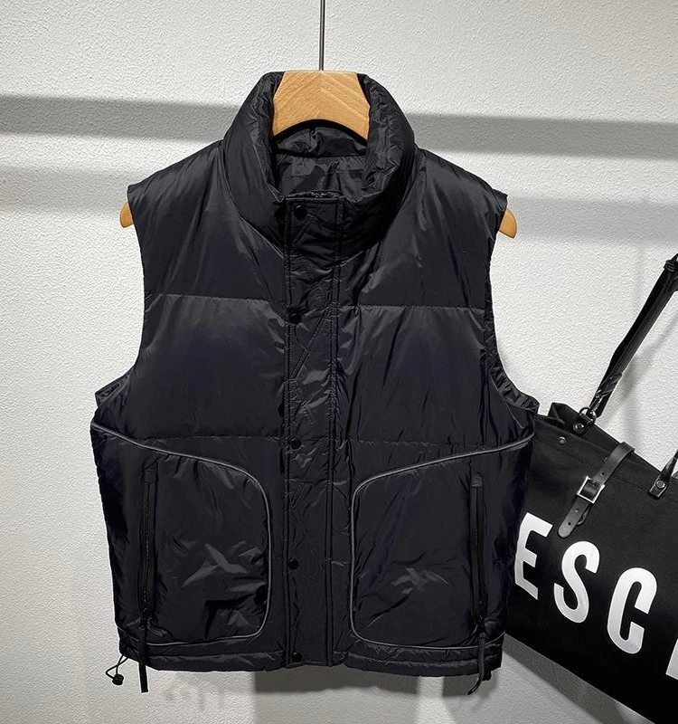 

Winter New Casual Color Simple Men's Faion Svel Stand Collar down Vest Thiened Youth ular Outerwear
