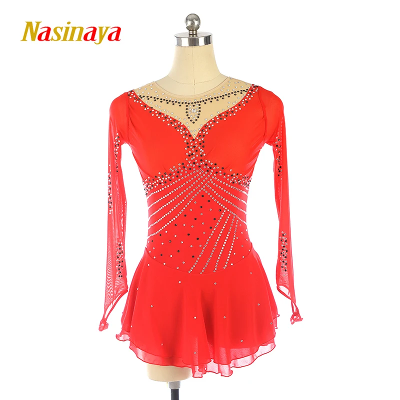 Figure Skating Costume, Skating Costume, Performance Costume, Children, Adult Girl, Performance Costume, Competition Skirt, Red,