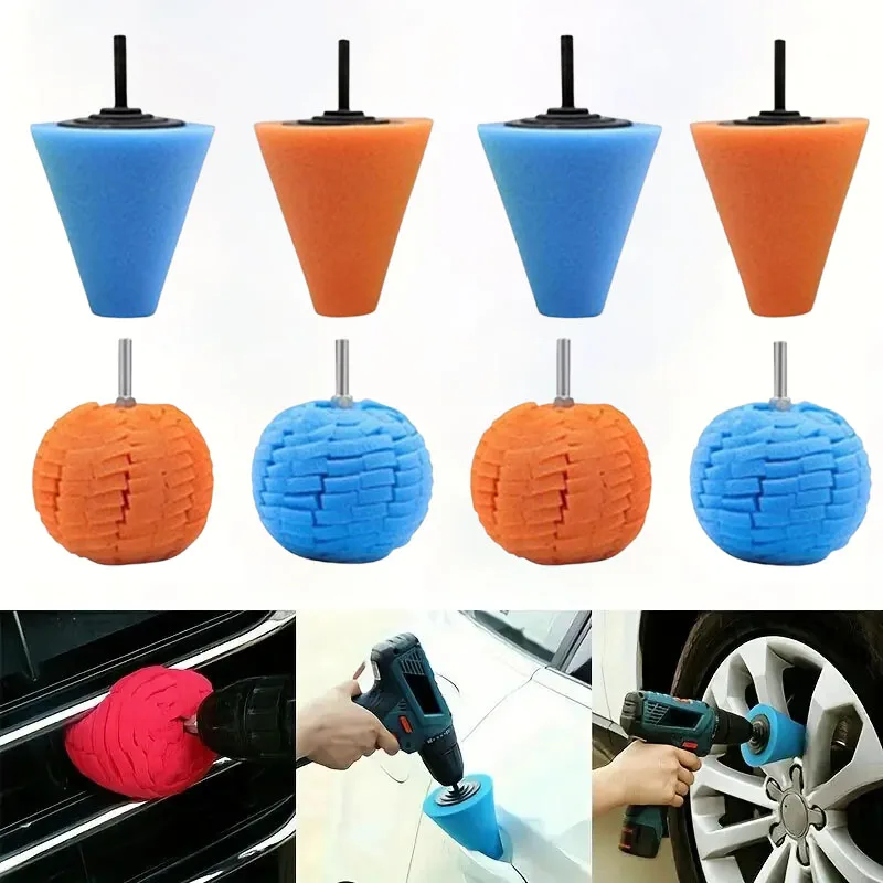 

Комплект губок для полировки автомобильной ступицы, полировальные подушечки для дрели, металлический конус, полировальный шарик, чистка обода, инструменты для ухода за автомобилем