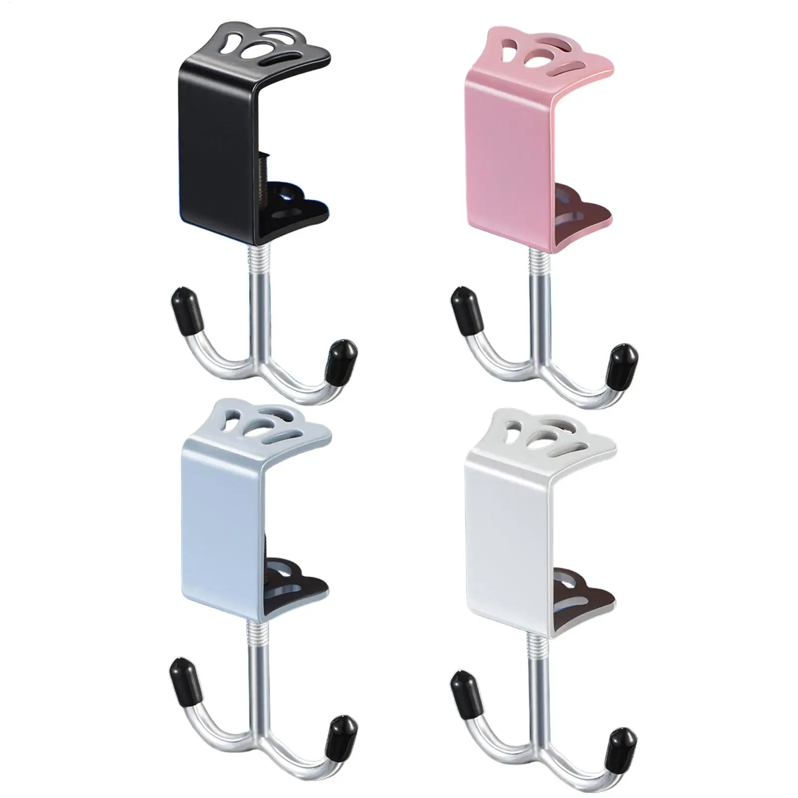 Bag Table Hook Headphone Holder Iron Double Hooks Under Desk Clamp Adjustable Thickness Purse Hook For Table For Bags Backpacks