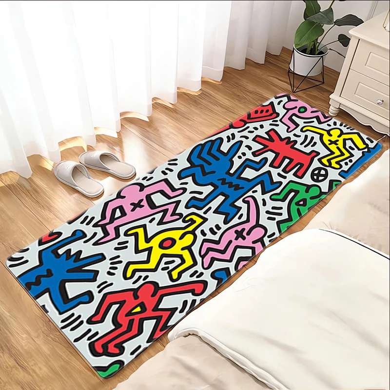 Room Rugs Keiths Haring Welcome Mat Bathroom Floor Mats Washable Non-slip Kitchen Rug Balcony Carpet Foot Bath House Entrance