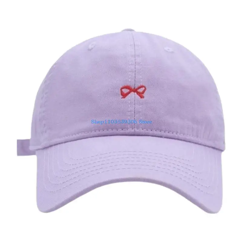 

400A Outdoor Sunproof Baseball Hat with Embroidery Bowknot Adult Cotton Duckbills Hat Gathering Teen Sunproof Hat for Cycling