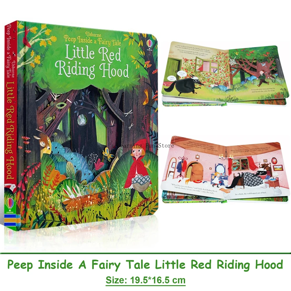 Usborne Peep Inside A Fairy Tale Peep Little Red Riding Hood التعليمية الإنجليزية كتاب صور للأطفال وقت النوم قراءة كتب القصص