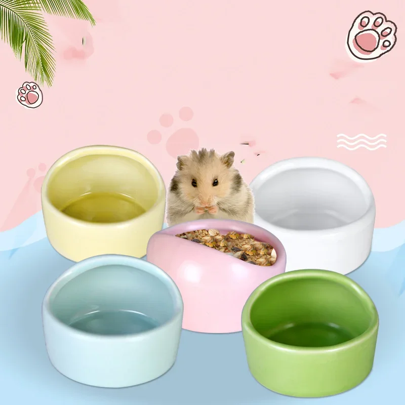Cuenco de cerámica para hámster, plato de comida para animales pequeños, evita golpes para salpicaduras de comida, gerbillo, Chinchilla, rata, Hurón, erizo