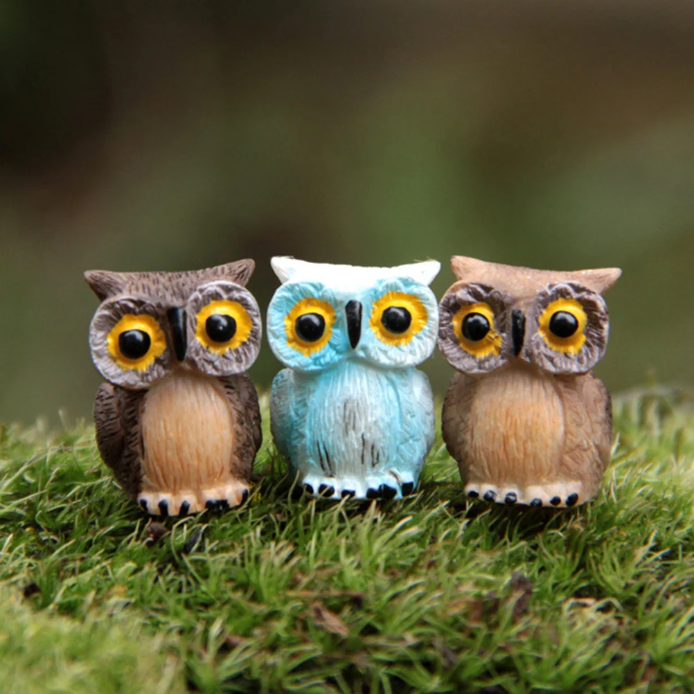 

3 Pcs Mini Resin Owl Succulent Ornaments Durable Safe Creative Design Various Decor Christmas Garden Landscape