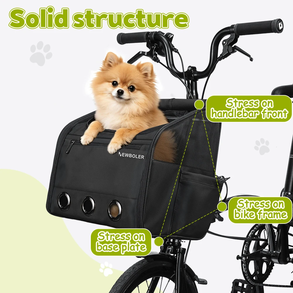 NEWBOLER Brompton Faltfahrrad Haustiertasche Tragetasche Tragbare Fahrrad-Vordertasche Faltbare Outdoor-Reisetasche für Katzen und Hunde – Detail 13
