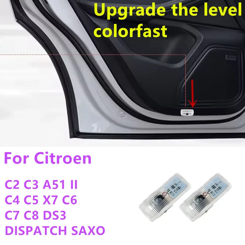 

LED Car Door Welcome Shadow Logo Light Laser Projection Ghost Light For Citroen C2 C3 A51 II C4 C5 X7 C6 C7 C8 DS3 DISPATCH SAXO