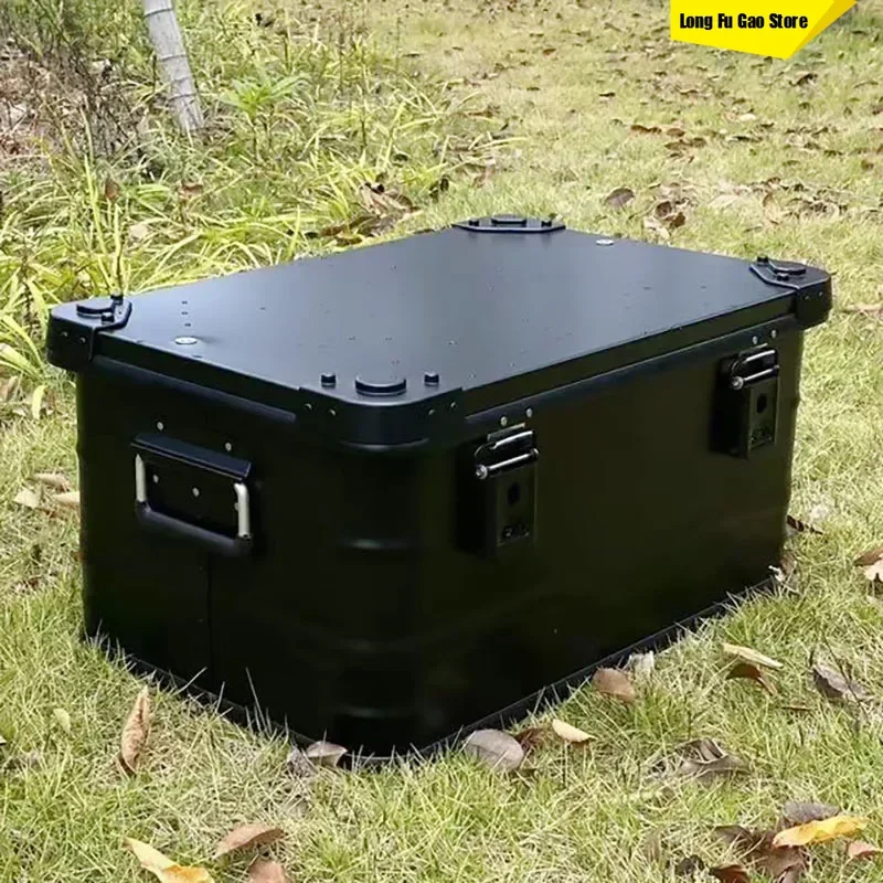 50L Aluminium Legierung Auto SUV Selbst Fahren Reise Lagerung Box Camping Ausrüstung Riesige Kapazität Koffer Stamm Tragbare Fall