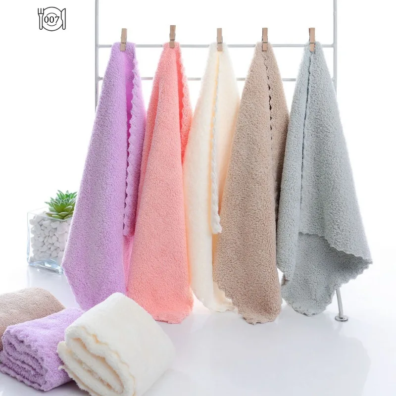 Coral Velvet Face Towel Microfiber Absorbent High-density Square Hand Towel Cleaning Wipes Quick Dry Clean Handkerchief Supplies