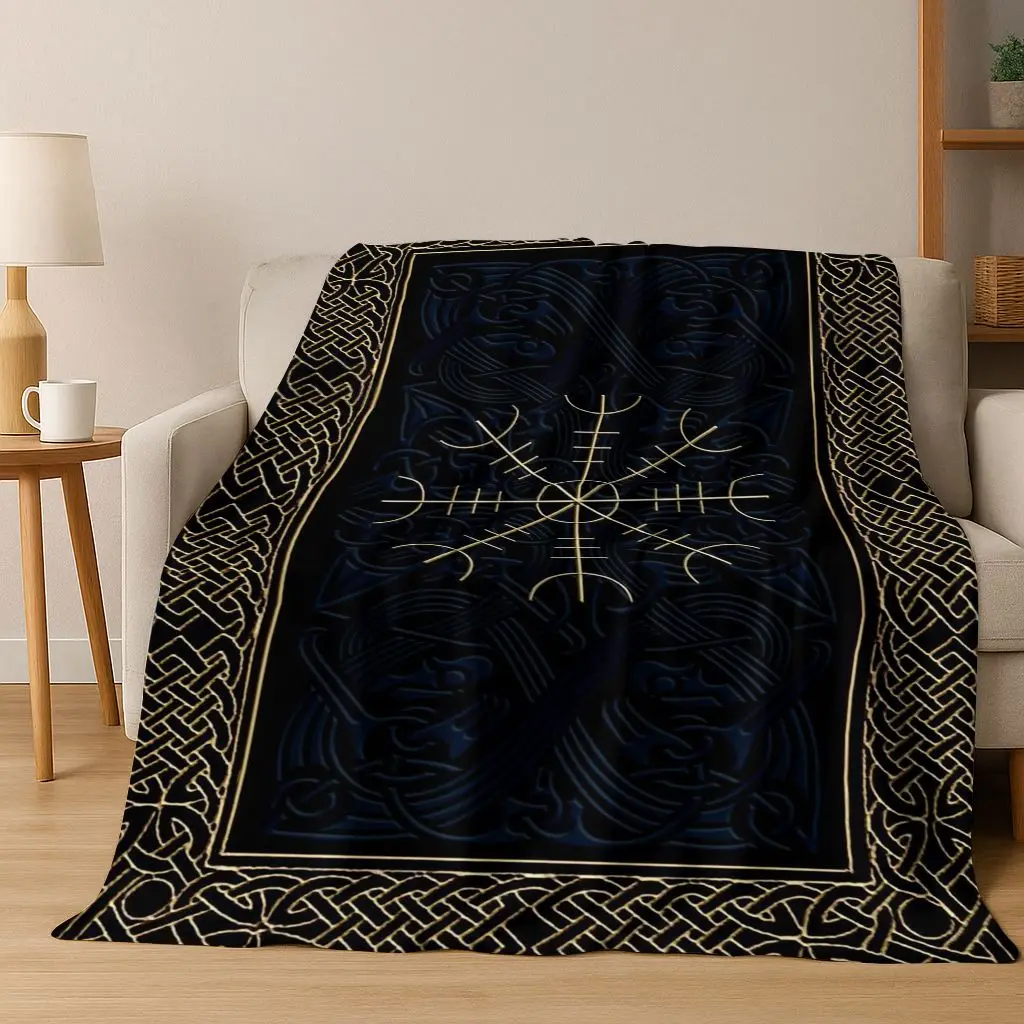 الشمال فايكنغ المحارب رمز فالهالا فالكنوت رون الفانيلا بطانية ، دافئ لينة رمي بطانية للمنزل غرفة نوم غطاء أريكة تتحول لسرير هدية #4