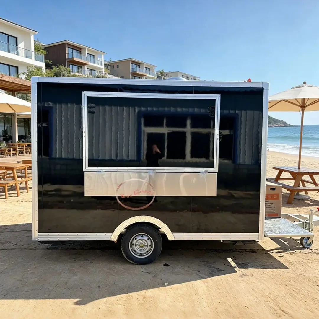 

Commercial Fiberglass Food Cart Trailer for Street Food Business with Refrigerator And Sink