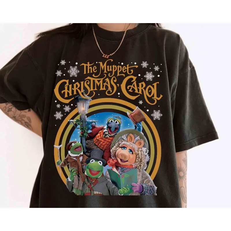 

Футболка в стиле ретро 90-х The Muppet Christmas Carol с персонажами группы, винтажная футболка Kermit the Frog Gonzo Miss Piggy Xmas Movie
