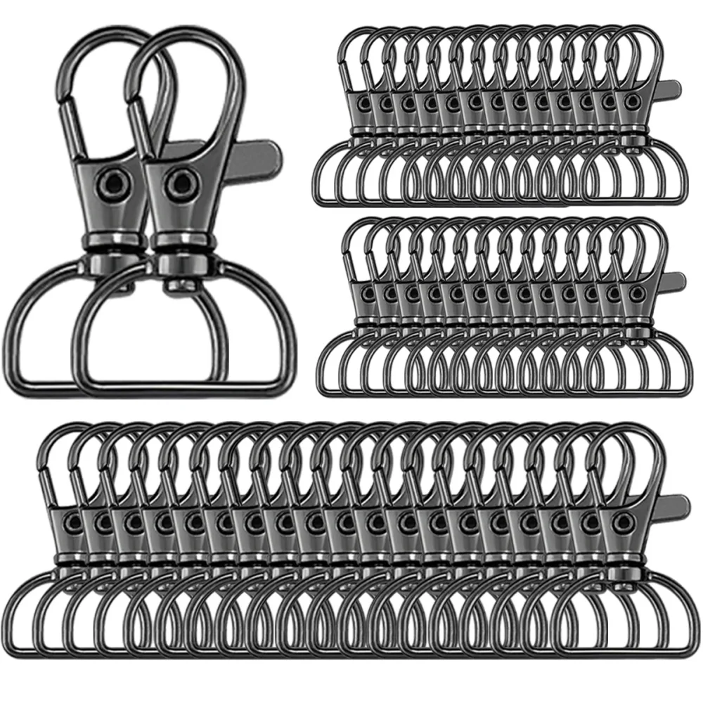 10/30/50 Piece Key Chain Clip Set D-Ring Clips for Keychain Making, Lanyard Crafting, Wallet Hardware, and DIY Projects