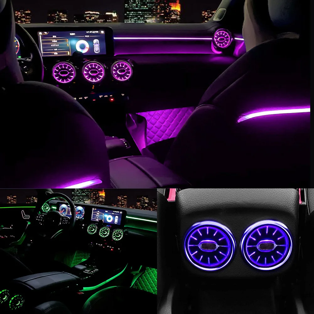 64 Kleuren Omgevingsverlichting App Bediening Voor Mercedes Nenz A-Klasse/ClA W177 W118 C118 2019 2020 2021-25 Led Auto Ventilatieopeningen Turbine