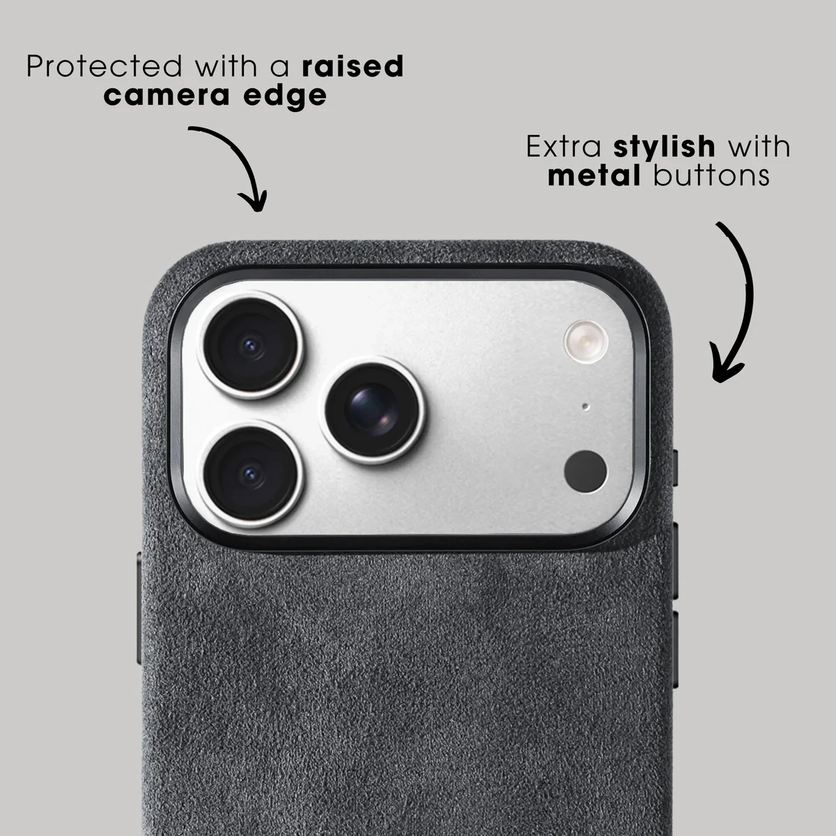 Capa de couro Alcantara para iPhone 17 Pro Max com protetor de botão de câmera Macsafe Capa magnética para iphone 17Pro 17proMax
